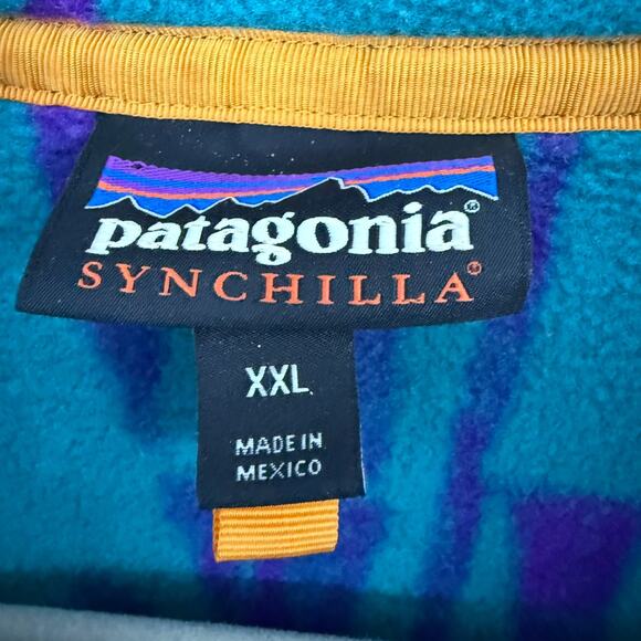 Patagonia Lightweight Synchilla Snap-T Pullover Men 2XL Green Purple Aztec 25580 - Picture 8 of 11